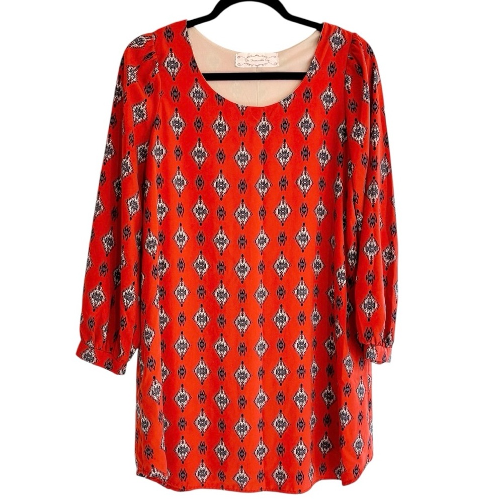 The Impeccable Pig Tunic Dress, Boho Chic Geometric / Tribal Print, Long Sleeves